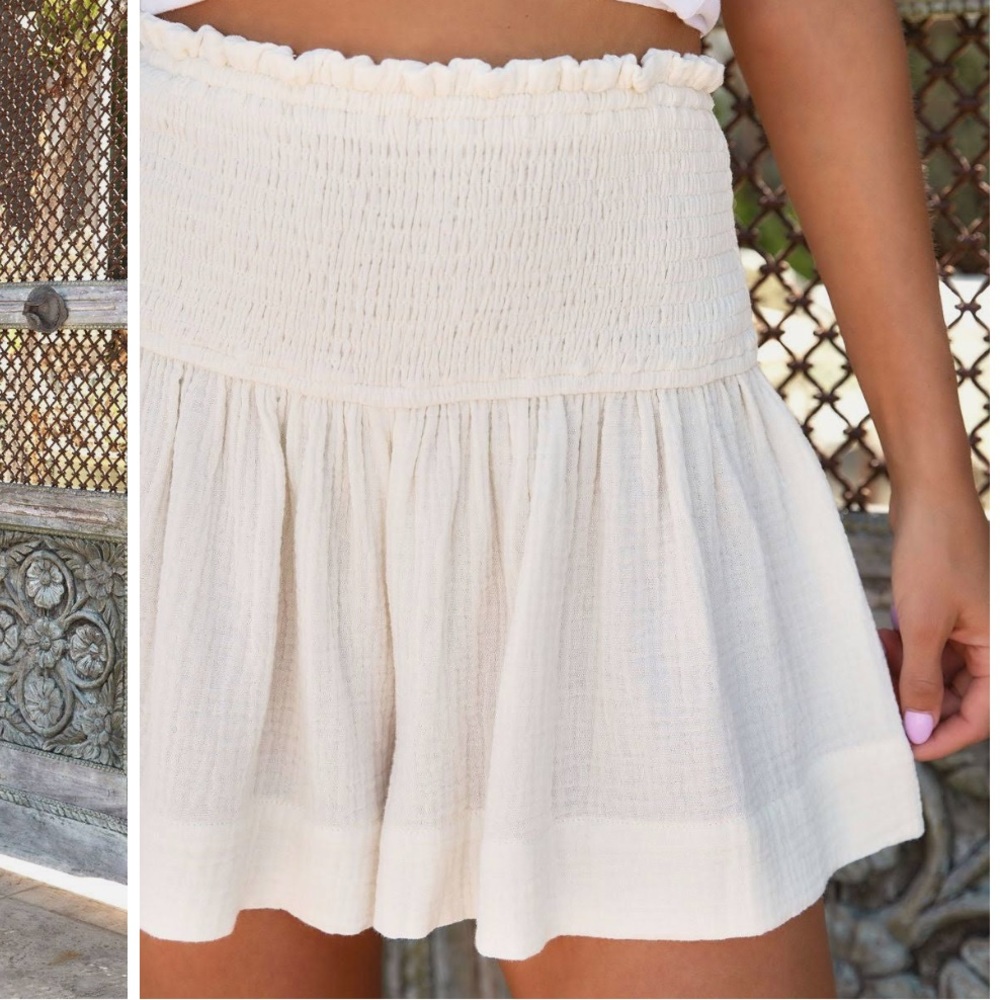 Forever 21 two piece set with ruffled off white skirt matching top